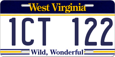 WV license plate 1CT122