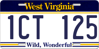 WV license plate 1CT125