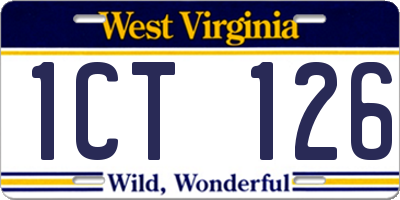WV license plate 1CT126