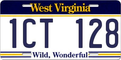 WV license plate 1CT128