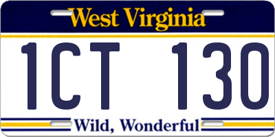 WV license plate 1CT130