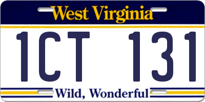 WV license plate 1CT131