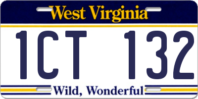 WV license plate 1CT132