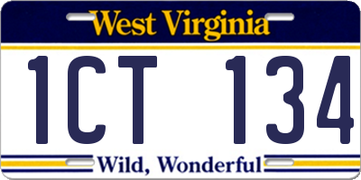 WV license plate 1CT134