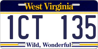 WV license plate 1CT135