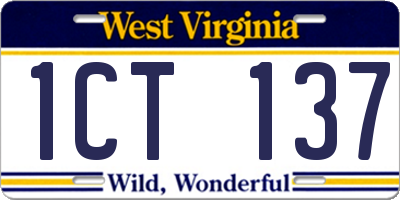 WV license plate 1CT137