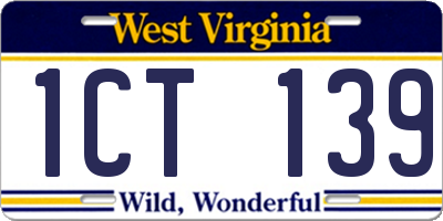 WV license plate 1CT139