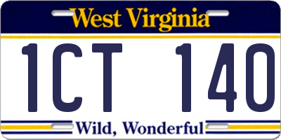 WV license plate 1CT140