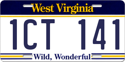 WV license plate 1CT141