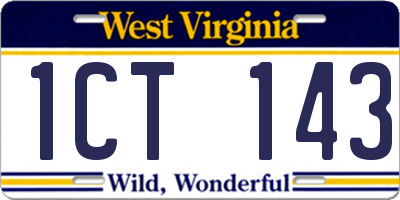 WV license plate 1CT143