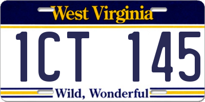 WV license plate 1CT145