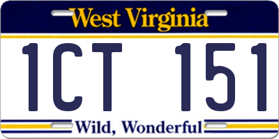 WV license plate 1CT151