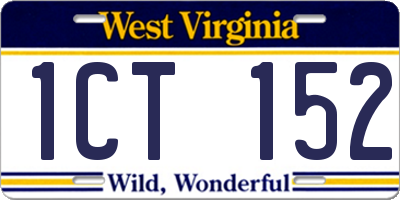 WV license plate 1CT152