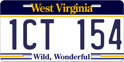 WV license plate 1CT154