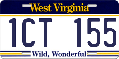 WV license plate 1CT155
