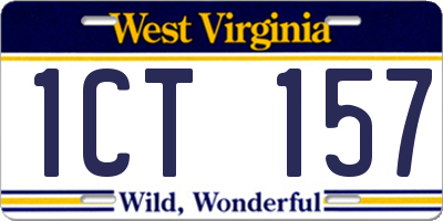 WV license plate 1CT157