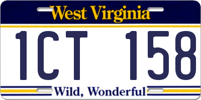 WV license plate 1CT158