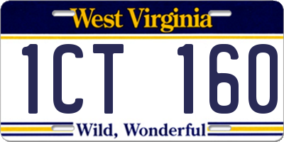 WV license plate 1CT160