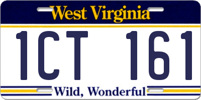 WV license plate 1CT161