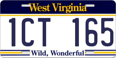 WV license plate 1CT165