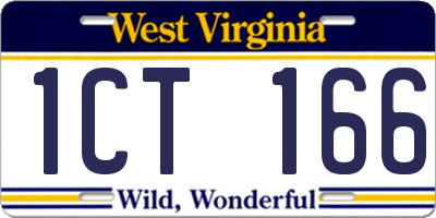 WV license plate 1CT166