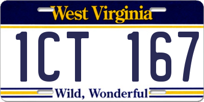 WV license plate 1CT167