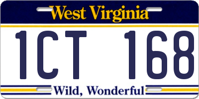 WV license plate 1CT168