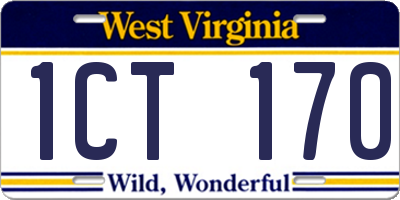 WV license plate 1CT170