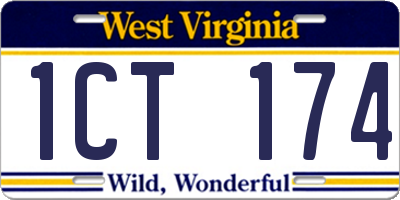 WV license plate 1CT174
