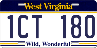 WV license plate 1CT180