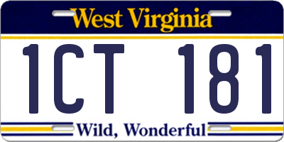 WV license plate 1CT181