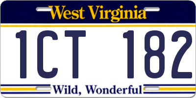 WV license plate 1CT182