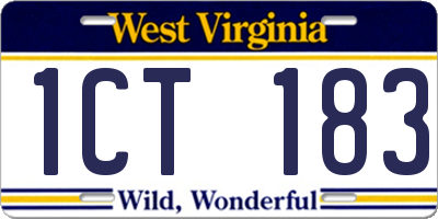WV license plate 1CT183
