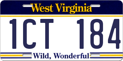 WV license plate 1CT184