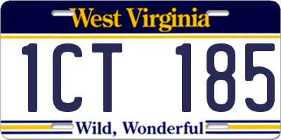 WV license plate 1CT185