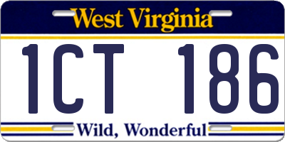 WV license plate 1CT186