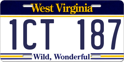 WV license plate 1CT187