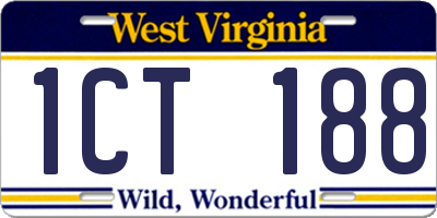 WV license plate 1CT188