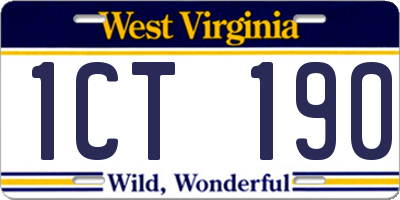 WV license plate 1CT190