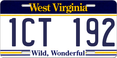 WV license plate 1CT192