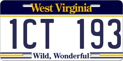 WV license plate 1CT193