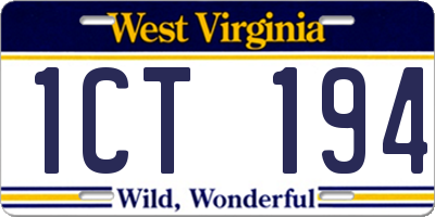 WV license plate 1CT194
