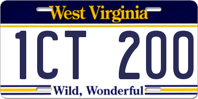 WV license plate 1CT200