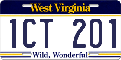 WV license plate 1CT201