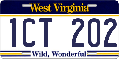 WV license plate 1CT202