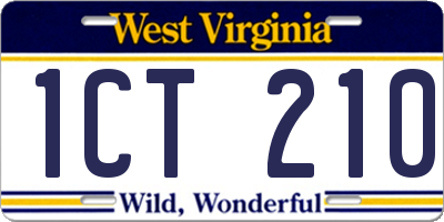 WV license plate 1CT210