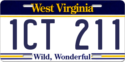 WV license plate 1CT211