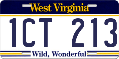 WV license plate 1CT213