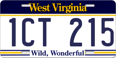 WV license plate 1CT215