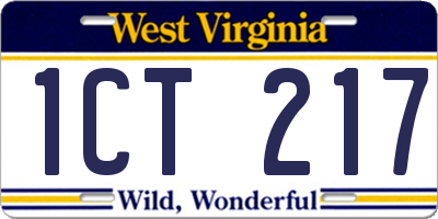WV license plate 1CT217